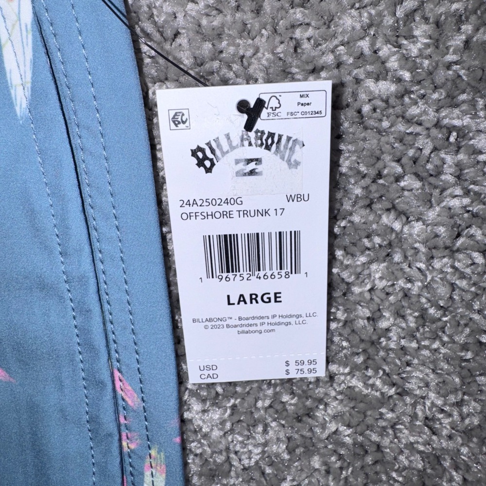 Billabong Offshore Trunk 17 Mens Tropical Stretch Board Shorts Blue Large NEW - Picture 4 of 10